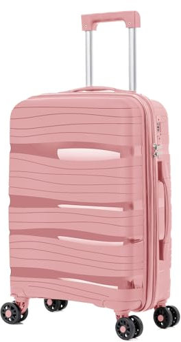 ARTREE Maletas de Viaje Cabina,PP 55x40x20cm- Trolley Rígida Polipropileno con 4 Ruedas Giratorias y Cierre de Combinación - Maleta Cabina Prácticas y Ligeras 40L (Rosa)