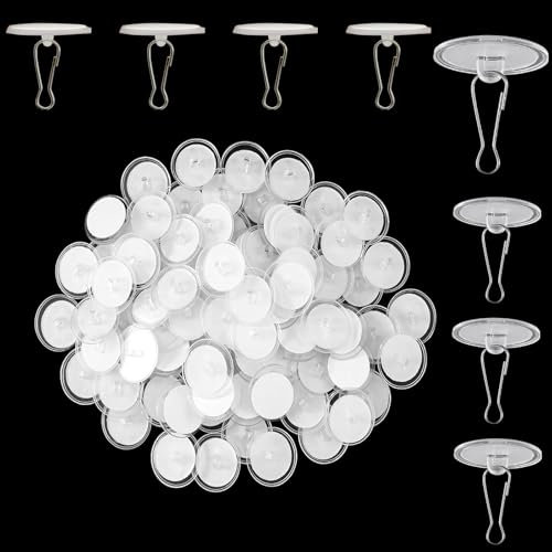 LANGNIDORIS Gancio Adesivo da Soffitto Autoadesivi Trasparenti da 30 Pezzi Senza Perforazione Ganci per Montaggio a Soffitto con Clip per Pennone Ganci Natalizia Decorativi per Camera da Letto Bagno