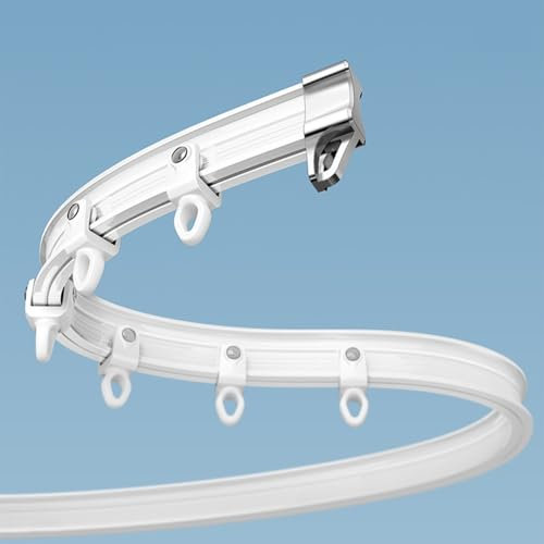 Scorrevole a Soffitto Flessibile Curvo Binario Tenda, PVC Binario Tenda per Finestre, Doccia Camper, Stanze Divisore, Camera da Letto, Finestre Ospedale, Bianco(L: 150CM)