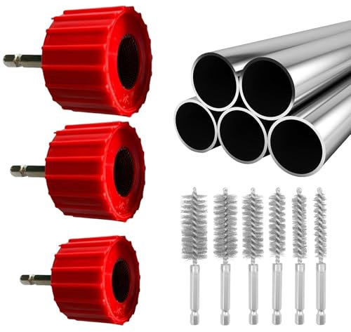 lanliflying Copper Cleaning Brush - 3X Drill Attachment Pipe Cleaner Set - Pipe Cleaning Tool, Tube Cleaning Brush with 6 Stainless-Steel Wire Bristles for Brazing