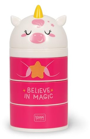 Legami - Desk Organizer, Schreibtisch-Organizer mit 3 seitlich zu öffnenden Schubladen, oberes Fach mit Schiebeverschluß, Unicorn-Motiv