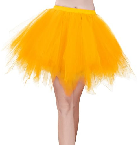 Century Star Damen Tüllrock - 50er Jahre Retro Charme, Ballett Unterrock Tanzrock Rockabilly Petticoat, Tütü Rock für Karneval, Halloween & Gelegenheitsabendkleid-Gelb
