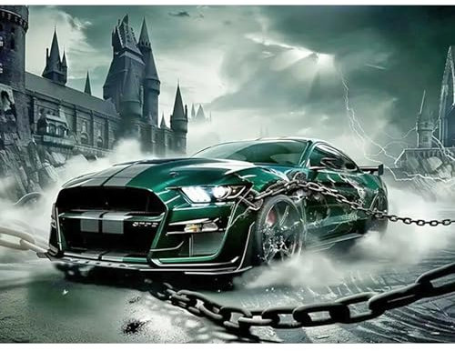 SHEGZHUC Diamond Painting Auto Grün 40x30cm Diamant Painting Bilder Auto Diamond Painting Sportauto Mosaik Diamant Malerei Kunst Stickerei Kreuzstich Bilder Geschenk Wanddekoration