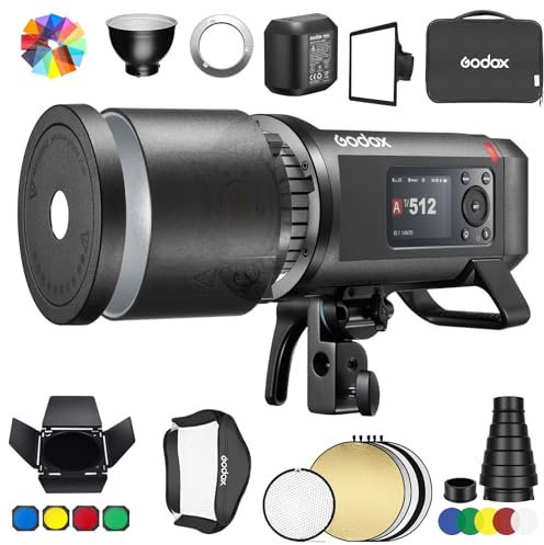 Godox AD600Pro II Kit Flash Extérieur Speedlight Strobe avec 80cm de réflecteur,80 * 80cm Softbox,Beamer,CF12 Inserts,BD-04 Barn Door,Capot Standard pour la Photographie (AD600BM AD600PRO Update)