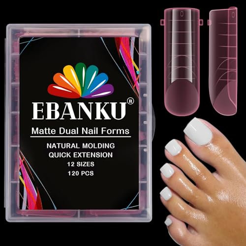 EBANKU 120PCS Poppit Ongle Kit pour Orteils, Rose Longue Carré Capsules Popits Ongle Pédicure d'extension Kit Matte Faux Ongles Capsules Couverture Complète Nail Tips pour Femme Fille