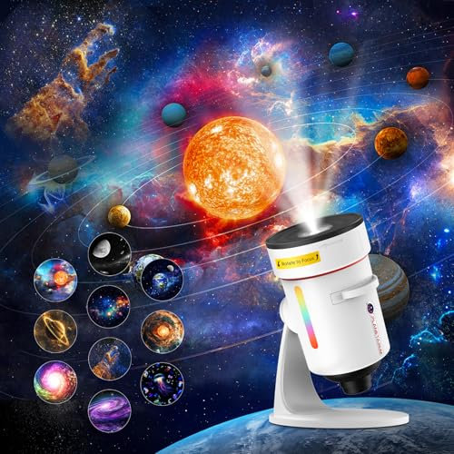 Proiettore Stelle Soffitto,4K HD Realistico Planetario Proiettore,Proiettore Galassia Soffitto con 10 Dischi Film,Ruotabile a 360°Lampada Proiettore Stelle con Timer per Decorazioni Camera da letto