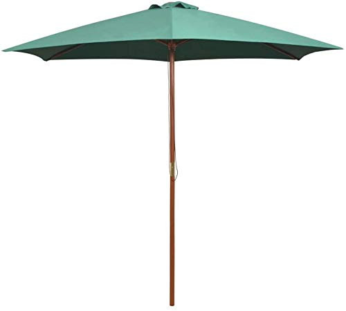 SBCGFY Parasol en Bois Vert pour Jardin, terrasse, Plage, Parasol d'extérieur