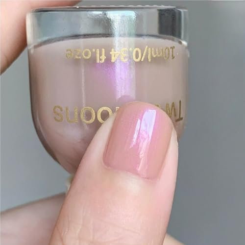 Pearl Nail Polish - Glitter Nail Polish - Nude Pink Nail Varnish Mermaid - Iridescent Nail polish Shell - Shimmer Aurora Pearl Nail Varnish Pearlescent - Quick Dry Nail Varnish No UV Needed For Women