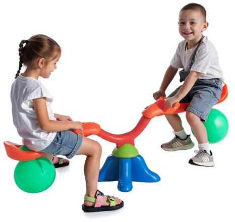 VEVOR Kids Seesaw, 55 lbs Load Capacity per Seat, Sit and Spin Teeter Totter with Handles, Kids Outdoor Playground Equipment, Swiveling 360 Degrees Rotating for Children Aged 3+, Multi Colored