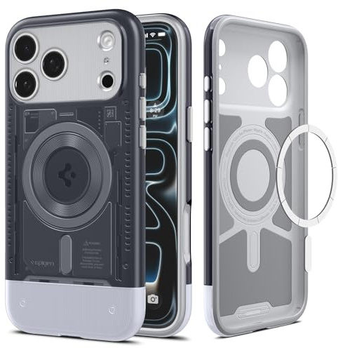 Spigen iPhone 17 Pro Hülle Classic C1 MagFit -Graphite | Kompatibel mit MagSafe, Retro Design, Stylisch Farbig, Angenehm Griffig, Air Cushion Tech