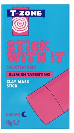 T-Zone Salicylic Acid Clay Mask Stick for Blackheads (40g) | Mess-free clay mask for oily, blemish-prone skin, absorbs excess oil and helps unclog pores for a smoother-looking complexion