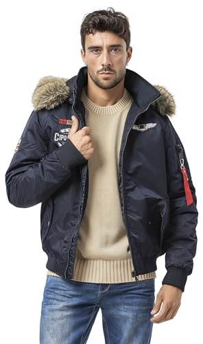 Cipo & Baxx Herren New Mantel Series – Stylische Winterjacke im modernen Design mit warmem Innenfutter, abnehmbarer Kapuze und funktionalen Details für kalte Tage