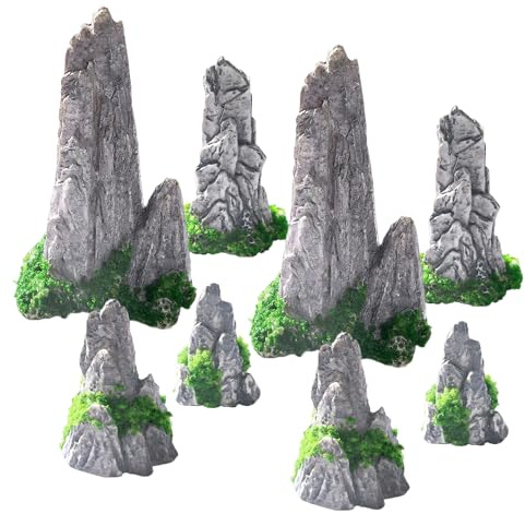 ZHITENG 8 Pièces Montagne Décorations Miniatures, Mini Décoration Rocaille | Décorations Miniatures, Jardins Zen Mini Bonsaï Montagne pour Decoration Aquarium Bonsai Artificiel Jardins Zen Terrarium