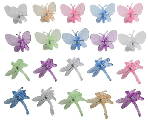 Lawnoval Kunststoff-Pflanzenstütz-Clips, Libellen- und Schmetterling-Design, für Orchideen, Ranken, Tomaten und Bohnen, zufällige Farben, 20 Stück