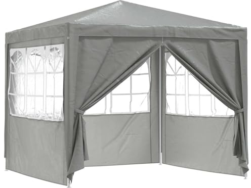 vidaXL Party-Zelt Hellgrau 250 x 250 x 240 cm PE und Stahl, Moderne Outdoor-Pavillon, Party-Zelt, temporäre Sonnenunterkunft, ideal für Feste, Hochzeiten und Events