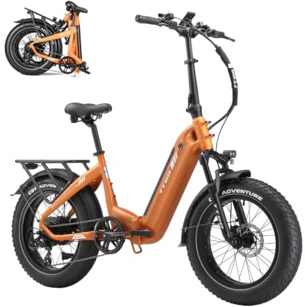 ttgo F6 Boost E Bike Klapprad, 20 * 4.0 Zoll Fat Tire Elektrofahrrad Herren Damen mit 250W Motor, 70Nm Drehmoment, 48V 18AH Akku, bis 140 km Reichweite, 7-Gang Getriebe mit LCD-Display