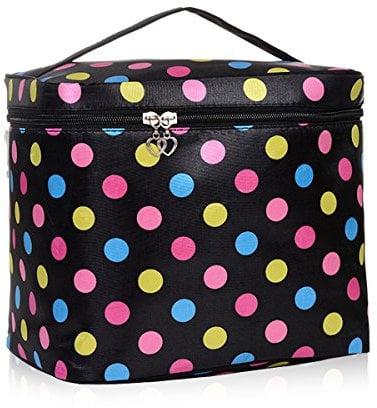 HQdeal Cute Polka Dot Cosmetic Bag Trucco Pouch Case Toiletry Bag Trucco Bag, nero, 1 Unité (Lot de 1), Polka dot