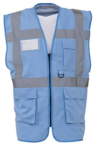 Yoko Hi-VIS Premium Executive/Manager Waistcoat/Jacket (S) (Sky Blue)