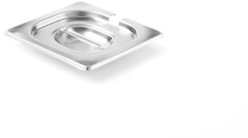 HENDI Gastronorm Deckel mit Löffelaussparung, für Gastronormbehälter, Temperaturbeständig von -40° bis 300°C, Heissluftöfen-Chafing Dishes-Bain Marie, Stapelbar, GN 1/6, 176x162 mm, Edelstahl 18/10