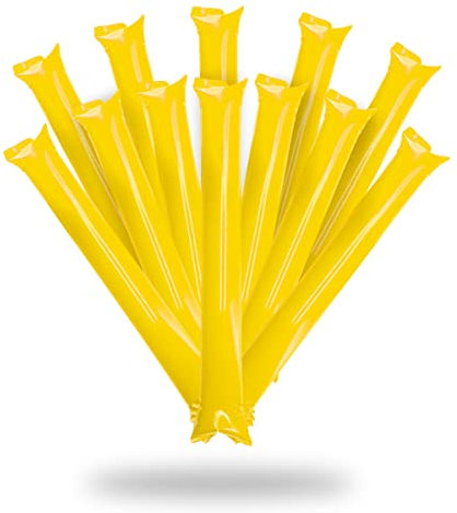 FUN FAN LINE - Packung mit 20 Stück Bam Bam inflatable stick set für fußball party, musikparty, Geburtstagsfeier. krachmacher spiel beifall luftballons. (10 Paare) (Gelb)