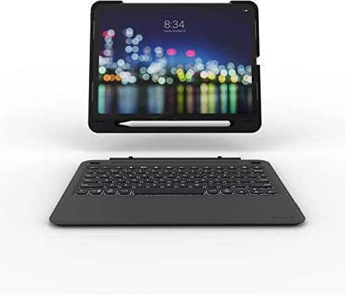 ZAGG Compatible with Slim Book Go Keyboard Apple iPad Pro 12.9 (3rd Gen), Slim, Multi-Pairing, Backlit, Holder for Pencil, (Black), (English)