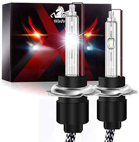 WinPower H7 Lampadine allo xeno 55W HID Lampadina per auto Faro di ricambio Lampadina 6000K bianco puro, 2 pezzi