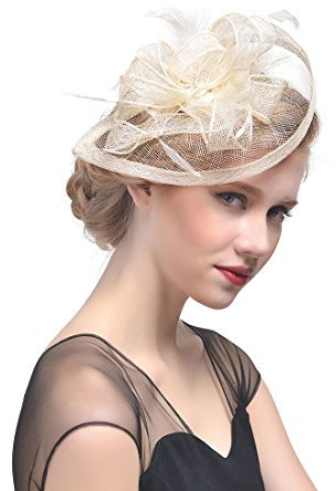 Ulalaza Fascinators Femmes Chapeau Pince ¨¤ Cheveux Plume Mariage Cocktail de Mariage Chapeau Derby ¨¦glise Banquet pour Les Filles