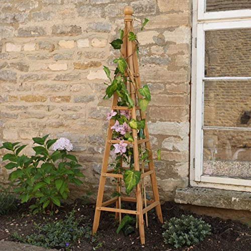 Garden Mile® Großer Garten-Obelisk für den Außenbereich, strapazierfähig, stark, röhrenförmig, Pflanzkäfig für Rosen, Kletterpflanzen, Stützstruktur, Gartendekoration, Ornament (Woodland Obelisk, 1,5