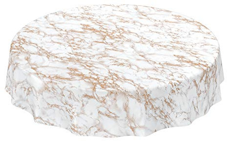 ANRO Tischdecke Wachstuch abwaschbar Wachstuchtischdecke Wachstischdecke Marmor Gold Edel Rund 120cm