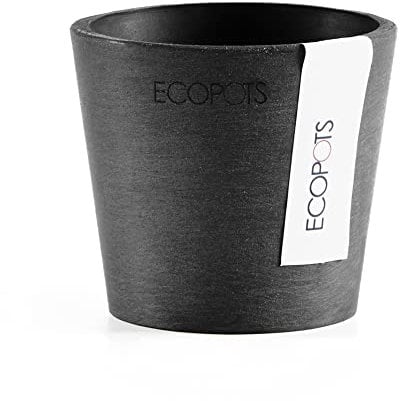 Ecopots Amsterdam Mini pot de fleurs rond durable et moderne en composite recyclé Gris foncé 7,6 cm