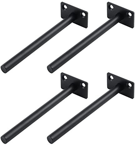 Antrader Supports d'étagère flottants en acier Store caché lourd support d'étagère murale Fixation sans percer Rod Length: 150mm/5.90inch noir