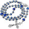 Nazareth Store - Rosario de cuentas de cristal azul profundo con piedras de ágata azul, medalla milagrosa y crucifijo de cruz