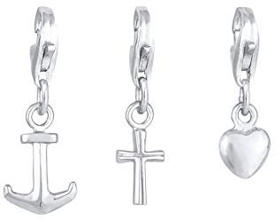 Nenalina Kreuz Anker und Herz Karabiner Charm Anhänger für Bettelarmband aus 925 Sterling Silber 0408781820
