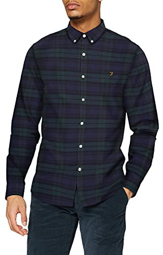 Farah Mens Brewer Slim Fit Cotton Oxford Shirt, Woodland Pine, XL UK