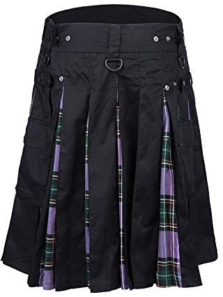 Kilt Herren Taille Casual Rock Hose Solid Plaid Punk Hip-Hop Avantgarde Männer Mode Schottland Hosen Scottish Kilt XL Lila