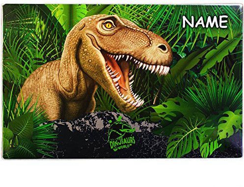 alles-meine.de GmbH Schreibtischunterlage - Dinosaurier - mit Namen - 60 cm * 40 cm - PVC Schreibunterlage/Unterlage/Knetunterlage/Tischunterlage Dinos Dino Saurier Rex Tyr..