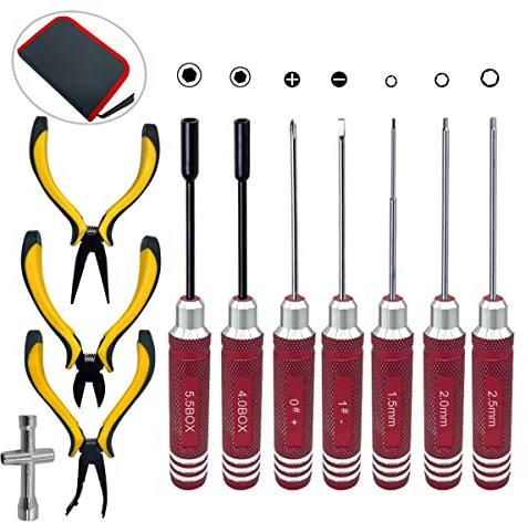 Yaohappy 11 in 1 Professionelle Multi RC Tools Kits Box Set Schraubendreher Zangen Schraubenschlüssel Reparatur für RC Auto Boot Traxxas Hubschrauber Quadcopter Multirotors Modelle