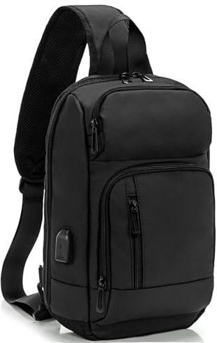KINGSLONG Sling Backpack Sling Bags for Men, Waterproof Crossbody bags Chest Shoulder Bags with USB Charging Port for Sports Hiking Outdoor Cycling Office Traveling