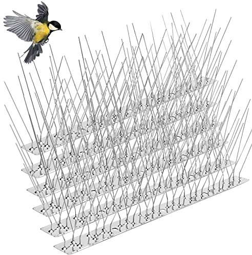 6PCS Bird Spikes for Pigeons, Pigeon Spikes Bird Deterrent Repellent Spikes Stainless Steel Fence Spikes Anti Climb Security Wall Spikes for Gardens, Balcony Roofs, Windows