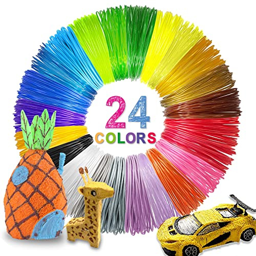 Rilitor 24 Colors 3D Printing Pen PLA Filament Refills, Each Colour 3M, Total 72M, 1.75mm 3D Printing PLA Filament Refill for 3D Pens and 3D Printers
