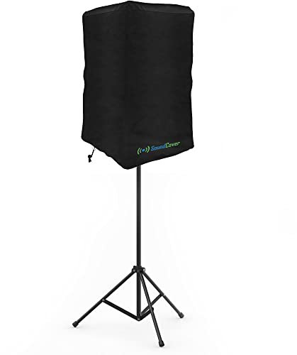 15-Inch PA/DJ Speaker Cover – Black 420D Polyester with Silver UV50 Coating – Water-Resistant, Protective Bag for Stand-Mounted Powered Speakers – Lightweight, Open-Bottom Design (Single Cover)