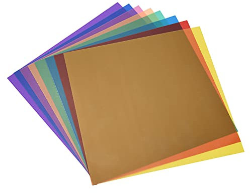 Andoer 11 Colors/Set Transparent Gel Light Filter 30 x 30cm Coloured Overlays Tinted Correction Gels Light Filters Plastic Sheets for LED Light Studio Flash Strobe DJ Light