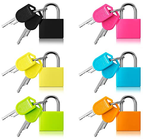 Lot de 6 petits cadenas de valise avec clés - Cadenas de voyage avec clés - Pour voyage, école, salle de sport