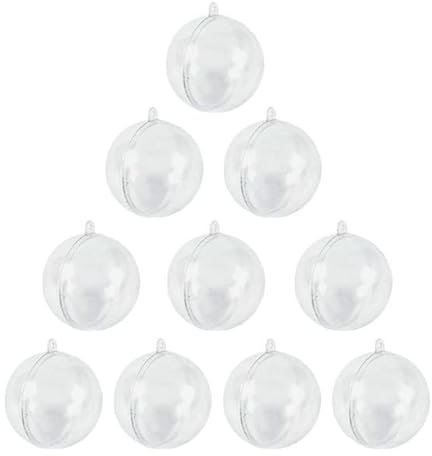 PORI 10 x Weihnachtsschmuck, transparenter Kunststoff, durchsichtig, Christbaumkugel, Ornament, Geschenkbox, Dekoration