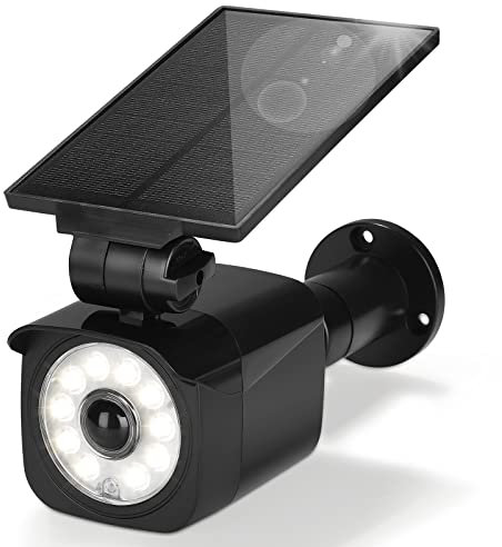 Towwoo Dummy Kamera mit Solarlampe, Kamera Attrappe Außenbereich mit Bewegungsmelder und 3 Modi, IP67 Wasserdicht Solar LED Strahler Licht Außen für Garten Türöffnung Korridor