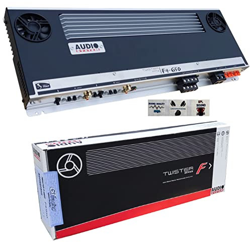 KIT SET PER AUDIO SYSTEM F4-650 F4 650 1 amplificatore 4 canali classe ab 4 x 260 watt rms a 2 ohm spl bagagliaio cofano auto, 1 pezzo + 3 sticker omaggio