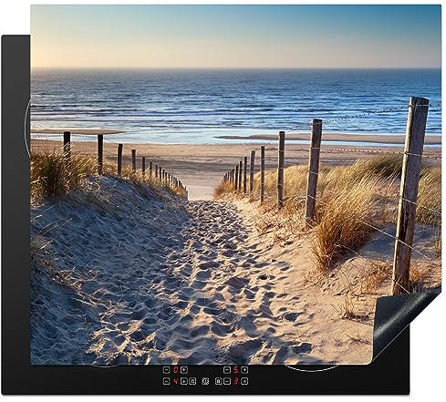 Protège-plaque à induction - Plaque Protection Vitrocéramique Induction - Vinyl - Plage - Mer - Pays-Bas - Dunes - Soleil - 59x52 cm - Couvre Plaque de Cuisson - Accessoires de Cuisine