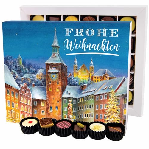 Hallingers Genuss Manufaktur Pralinen Weihnachts-Geschenk - ohne Alkohol, handmade aus Confiserie-Edelkakao in wertiger XXL-Geschenkbox Frohe Weihnacht..., Weihnachten für Frauen Männer
