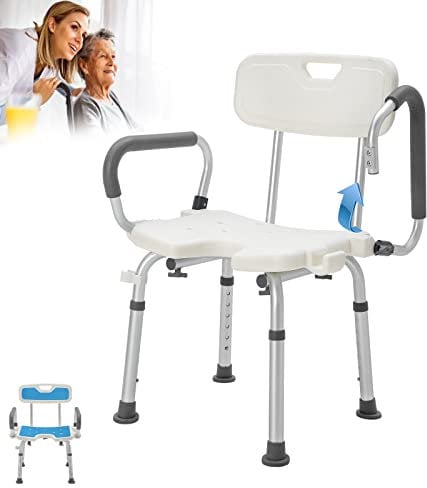 YRHome Duschhocker Duschstuhl Badhocker Anti-Rutsch Badestuhl mit Rückenlehne & Armlehne Höhenverstellbar Duschhocker für senioren Duschsitz Badsitz Behinderte und Schwangere 150kg Tragfähigkeit
