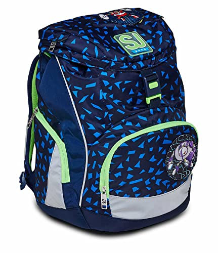 SJ Ergonomischer Schulranzen, mit Höhenverstellungssystem & nachhaltigem Gewebe; mit Trinkflaschenfach, Seitentaschen, Brust- und Hüftgurt; für Grundschule, Mädchen&Jungen, UPDOWN SOFT - SHIFTY SPOTS